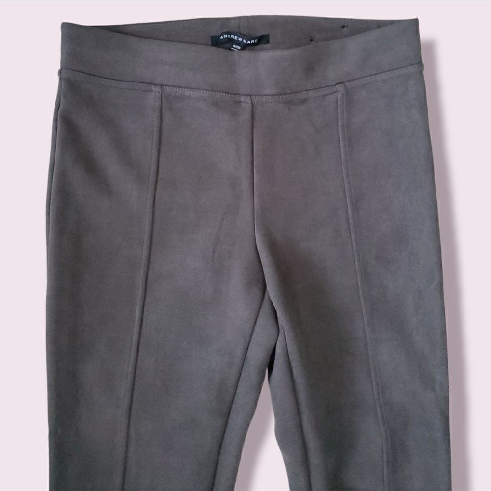 andrew Marc | NWOT Super Soft Stretch Vegan Suede Skinny Pants in Taupe Brown - Picture 4 of 7